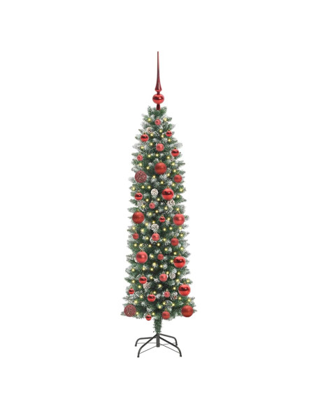 Albero di Natale Artificiale Sottile Verde e bianco 120 cm
