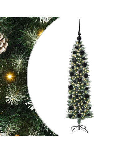 Albero di Natale Artificiale Sottile Verde e bianco 120 cm