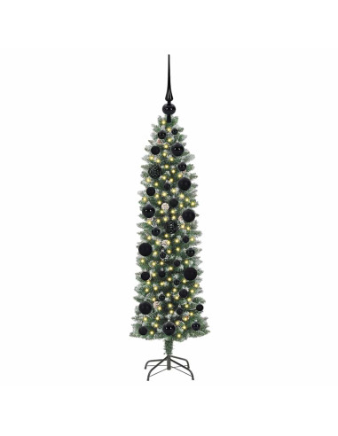 Albero di Natale Artificiale Sottile Verde e bianco 120 cm
