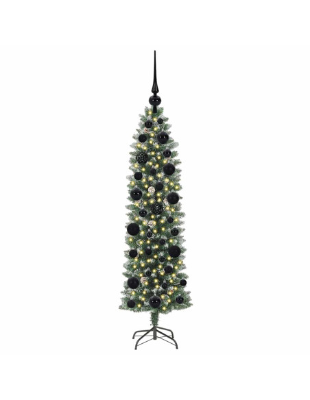 Albero di Natale Artificiale Sottile Verde e bianco 120 cm