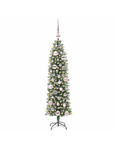 Albero di Natale Artificiale Sottile Verde e bianco 120 cm