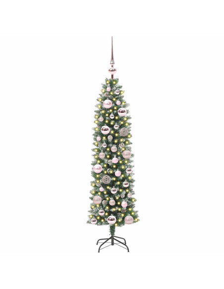 Albero di Natale Artificiale Sottile Verde e bianco 120 cm