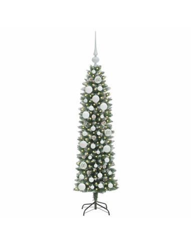 Albero di Natale Artificiale Sottile Verde e bianco 120 cm