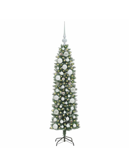 Albero di Natale Artificiale Sottile Verde e bianco 120 cm