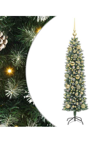 Albero di Natale Artificiale Sottile Verde e bianco 120 cm