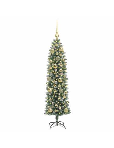 Albero di Natale Artificiale Sottile Verde e bianco 120 cm