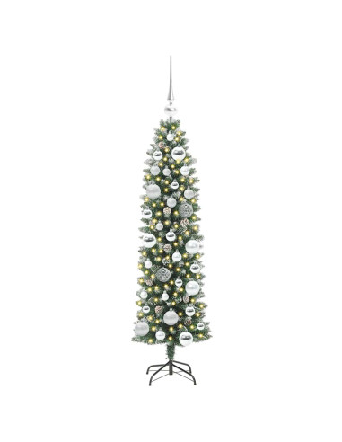 Albero di Natale Artificiale Sottile Verde e bianco 120 cm