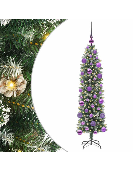 Albero di Natale Artificiale Sottile Verde e bianco 120 cm