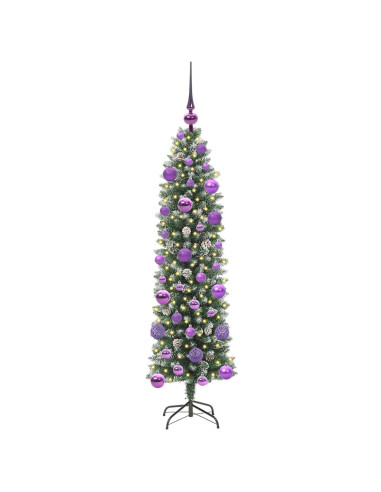 Albero di Natale Artificiale Sottile Verde e bianco 120 cm