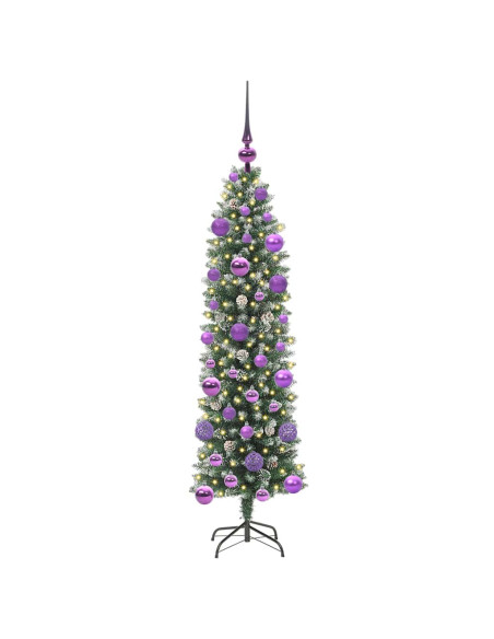 Albero di Natale Artificiale Sottile Verde e bianco 120 cm