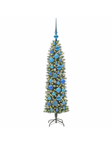 Albero di Natale Artificiale Sottile Verde e bianco 120 cm