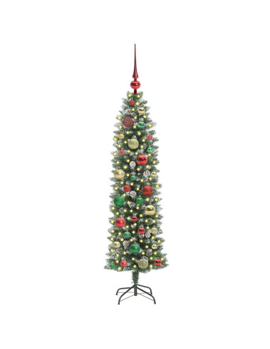 Albero di Natale Artificiale Sottile Verde e bianco 120 cm