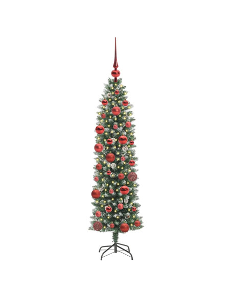 Albero di Natale Artificiale Sottile Verde e bianco 150 cm