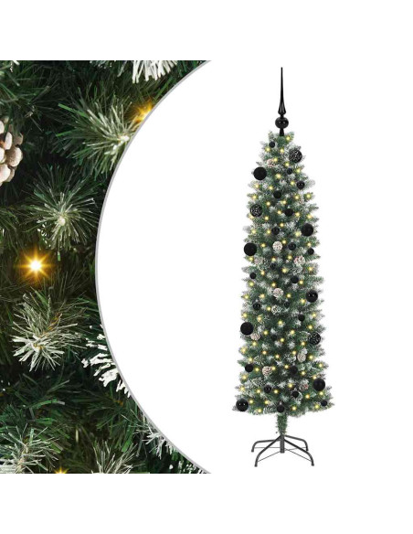 Albero di Natale Artificiale Sottile Verde e bianco 150 cm