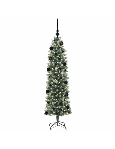 Albero di Natale Artificiale Sottile Verde e bianco 150 cm