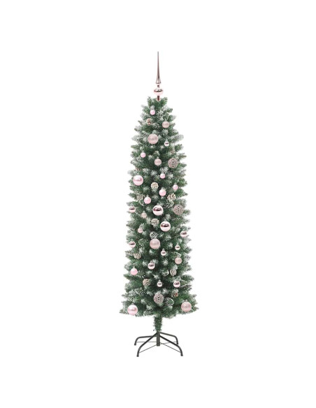 Albero di Natale Artificiale Sottile Verde e bianco 150 cm