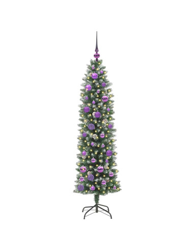 Albero di Natale Artificiale Sottile Verde e bianco 150 cm