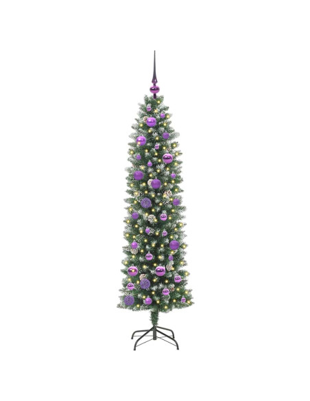 Albero di Natale Artificiale Sottile Verde e bianco 150 cm