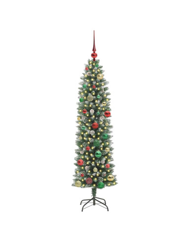 Albero di Natale Artificiale Sottile Verde e bianco 150 cm