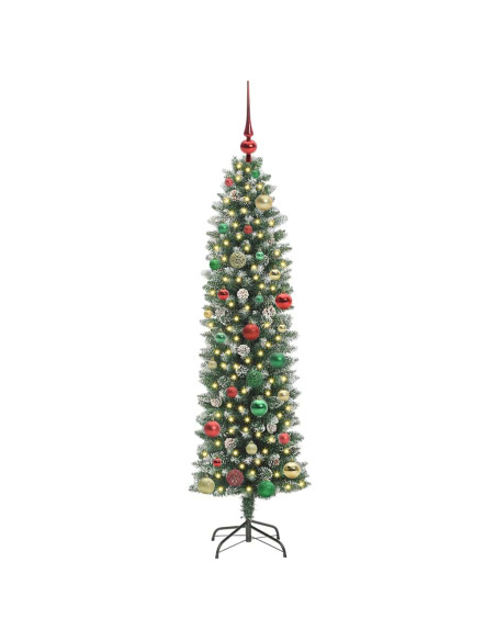 Albero di Natale Artificiale Sottile Verde e bianco 150 cm