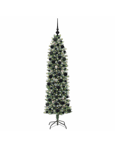 Albero di Natale Artificiale Sottile Verde e bianco 180 cm