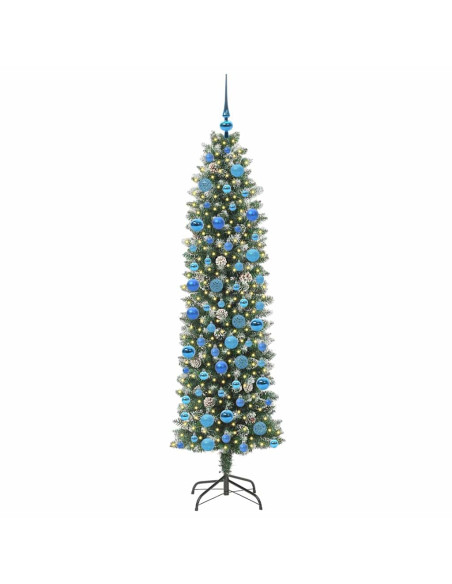 Albero di Natale Artificiale Sottile Verde e bianco 180 cm