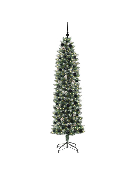 Albero di Natale Artificiale Sottile Verde e bianco 210 cm