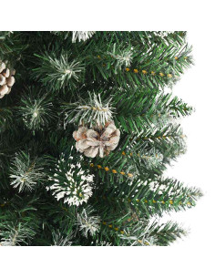 Albero di Natale Artificiale Sottile Verde e bianco 210 cm 2