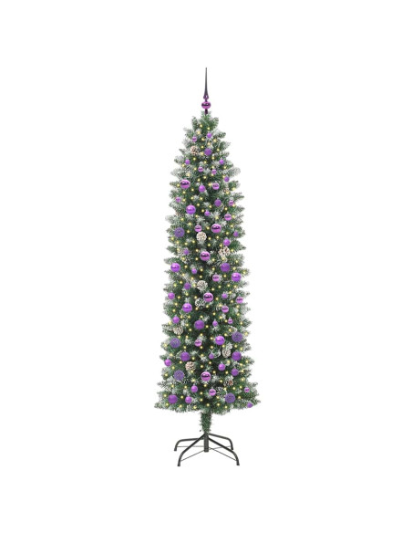 Albero di Natale Artificiale Sottile Verde e bianco 210 cm