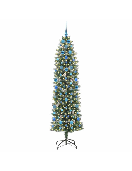 Albero di Natale Artificiale Sottile Verde e bianco 210 cm