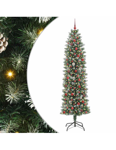 Albero di Natale Artificiale Sottile Verde e bianco 240 cm