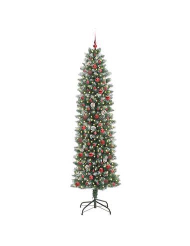 Albero di Natale Artificiale Sottile Verde e bianco 240 cm
