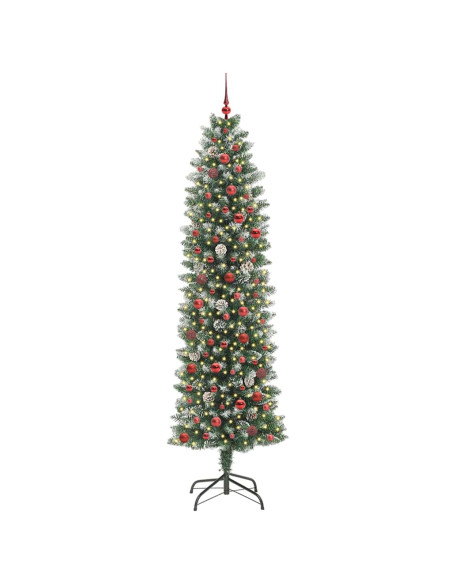 Albero di Natale Artificiale Sottile Verde e bianco 240 cm