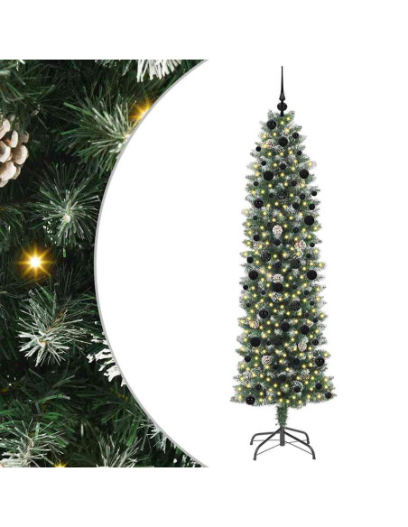 Albero di Natale Artificiale Sottile Verde e bianco 240 cm