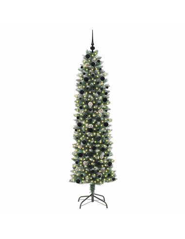 Albero di Natale Artificiale Sottile Verde e bianco 240 cm