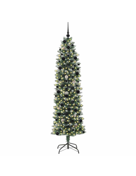 Albero di Natale Artificiale Sottile Verde e bianco 240 cm