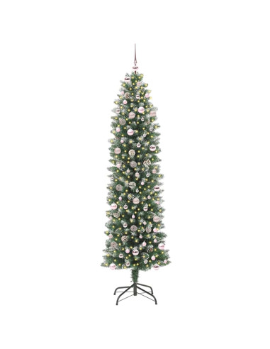 Albero di Natale Artificiale Sottile Verde e bianco 240 cm