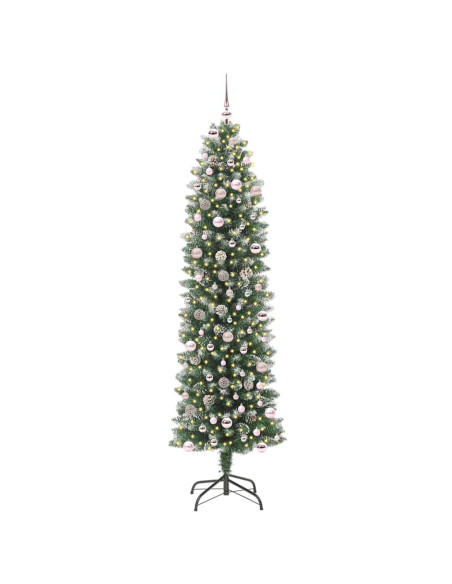 Albero di Natale Artificiale Sottile Verde e bianco 240 cm