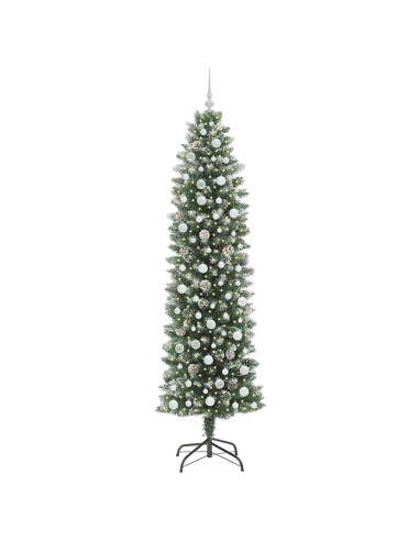 Albero di Natale Artificiale Sottile Verde e bianco 240 cm