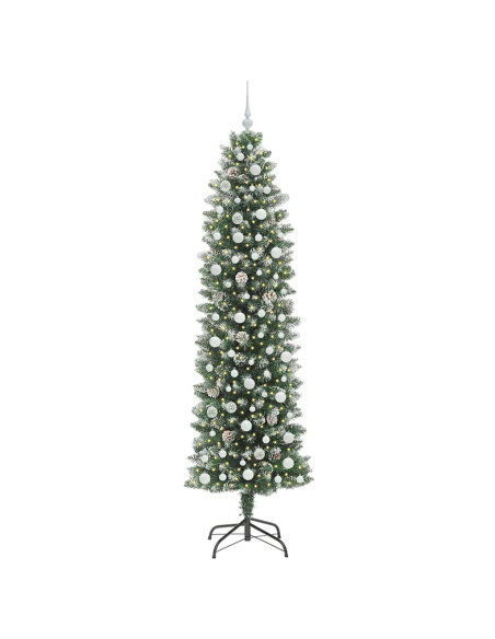 Albero di Natale Artificiale Sottile Verde e bianco 240 cm