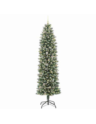 Albero di Natale Artificiale Sottile Verde e bianco 240 cm