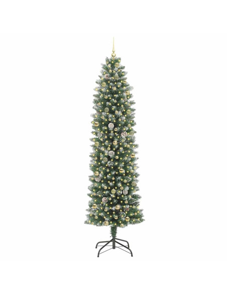Albero di Natale Artificiale Sottile Verde e bianco 240 cm
