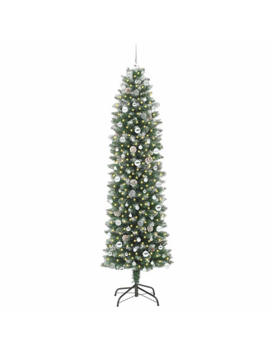 Albero di Natale Artificiale Sottile Verde e bianco 240 cm