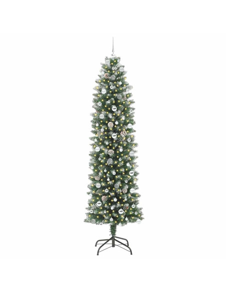 Albero di Natale Artificiale Sottile Verde e bianco 240 cm