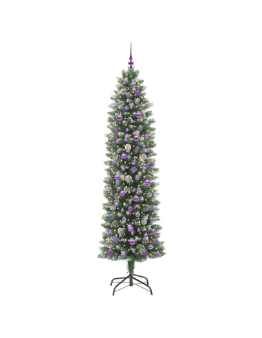 Albero di Natale Artificiale Sottile Verde e bianco 240 cm