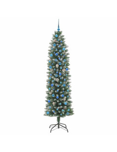 Albero di Natale Artificiale Sottile Verde e bianco 240 cm 2