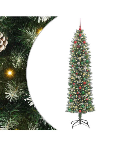 Albero di Natale Artificiale Sottile Verde e bianco 240 cm