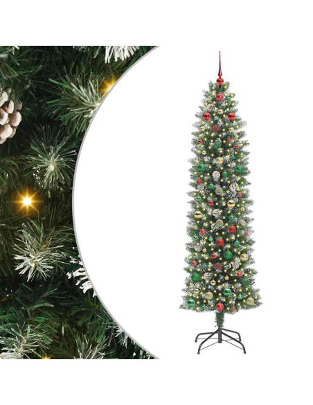 Albero di Natale Artificiale Sottile Verde e bianco 240 cm