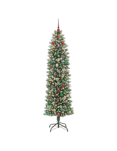 Albero di Natale Artificiale Sottile Verde e bianco 240 cm