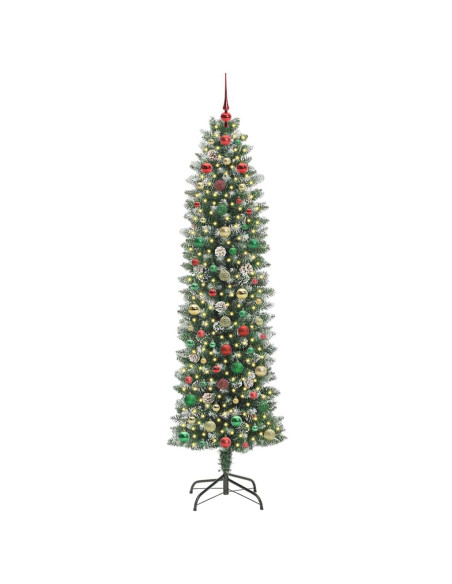 Albero di Natale Artificiale Sottile Verde e bianco 240 cm
